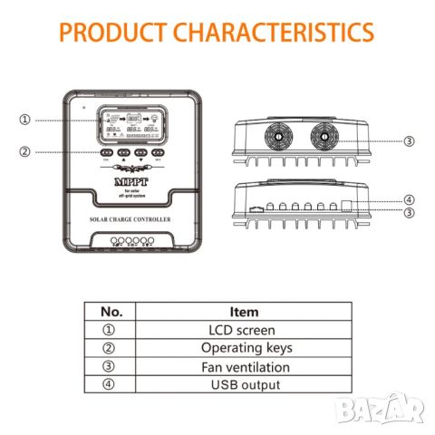 60a MPPT соларно зарядно - соларен контролер 12/24 v, снимка 9 - Друга електроника - 45768843