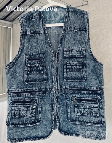 Функционален дънков елек с 6 джоба, снимка 5 - Други - 53750946