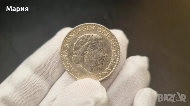 сребърна монета 1 Gulden 1956 г., снимка 6 - Нумизматика и бонистика - 53780037