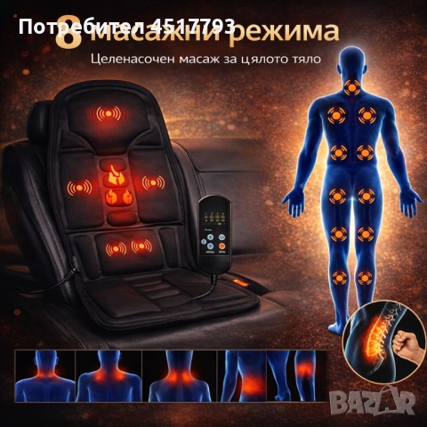 Масажна седалка с подгряване – комфорт и облекчение за тяло, което е уморено от седене, снимка 3 - Масажори - 53650867