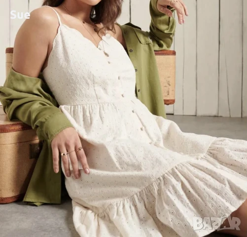 Superdry лятна дантелена рокля в екрю бохо стил