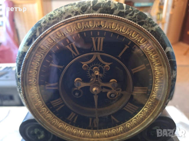 Френски каминен мраморен часовник, снимка 5 - Антикварни и старинни предмети - 52938223