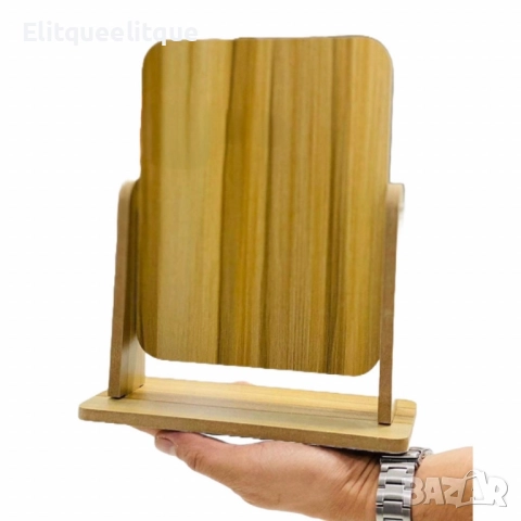 Стилно накланящо се дървено огледало с поставка, снимка 4 - Декорация за дома - 52217895