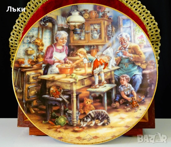 Порцеланова чиния за стена Weimar порцелан,злато. 