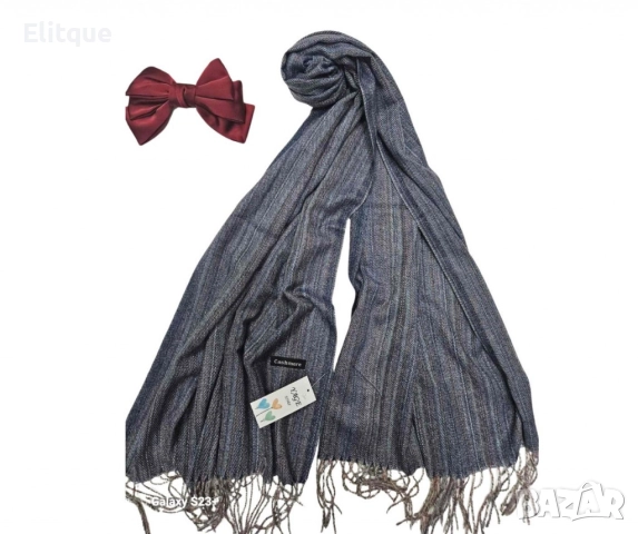 Стилен мек шал за мъже с тънки ивици, контрастен цвят, снимка 3 - Шалове - 52843105