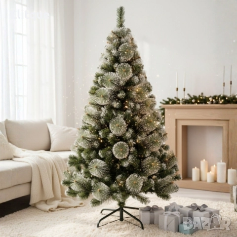 Елха - Изкуствена коледна елха с бели връхчета и шишарки 60 и 90см , снимка 5 - Декорация за дома - 52905287