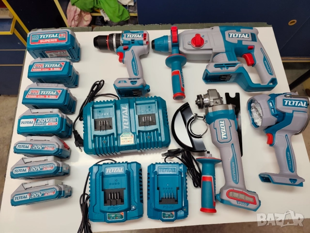 Гайковерт,перфоратор, ъглошлаиф,зарядно ,батерии-тотал