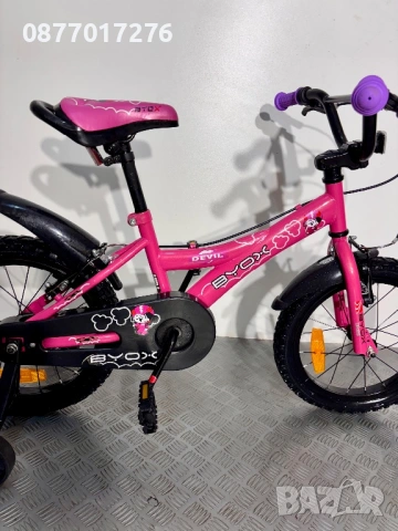 Детски велосипед С ПОМОЩНИ (като нов) за момиче Byox 16 цола/ колело, снимка 4 - Велосипеди - 53781604