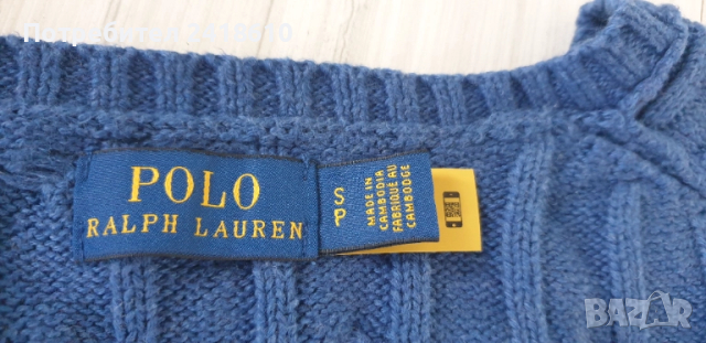 POLO Ralph Lauren Cable Pima Cotton  V - Neck Size S  ОРИГИНАЛ! Дамски Пуловер!, снимка 3 - Блузи с дълъг ръкав и пуловери - 52278109