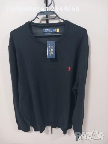 Polo Ralph Lauren, Памучен пуловер Classics с овално деколте, Тъмносин / Червен, 2XL 