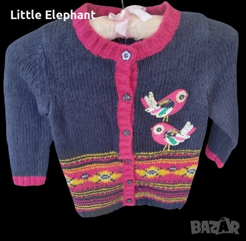 Дълга жилетка за 3-4 год мом с цветни копчета"Birds",Англия/нова