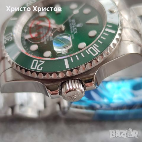 Мъжки луксозен часовник Rolex Submariner Date Hulk Oystersteel Green Dial Men's Watch 116610LV-0002, снимка 5 - Мъжки - 46201319