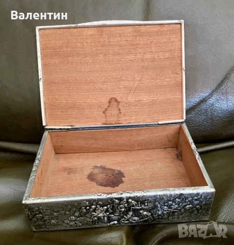 #2002# Кутия за цигари/пури. Винтидж. Посребрена. Холандия., снимка 3 - Декорация за дома - 50459945