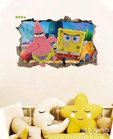 Спонджбоб и Патрик Spongebob стикер лепенка за стена детска стая самозалепващ