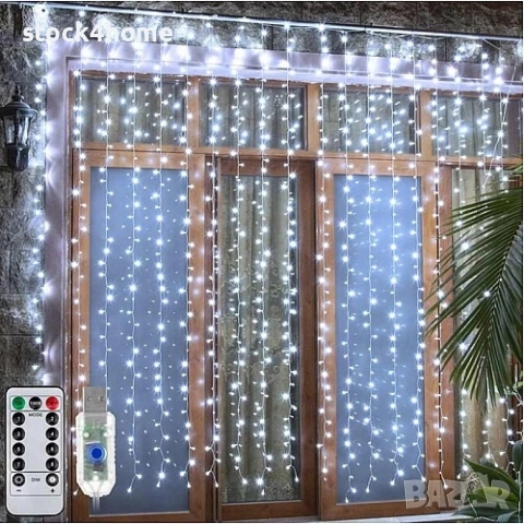 Магически светеща коледна завеса 3х3 метра с дистанционно управление