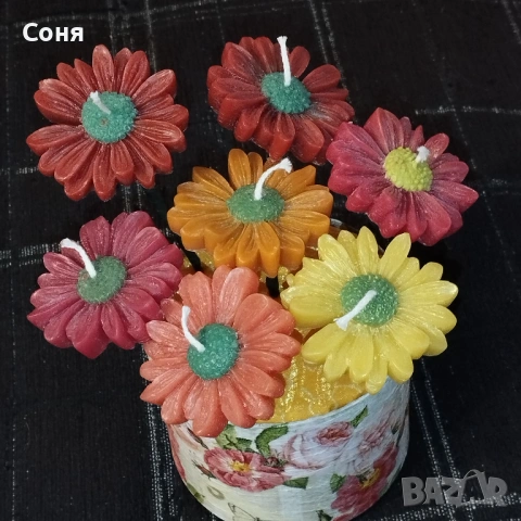 Аранжировка с ароматни  восъчни свещи , снимка 2 - Подаръци за жени - 53574806