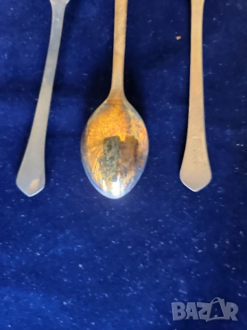 лъжички -12 бр. и вилички -6 бр. позлатени/посребрени мелхиор + лопатки за торта - 4 бр., други,СССР, снимка 3 - Други - 49867675