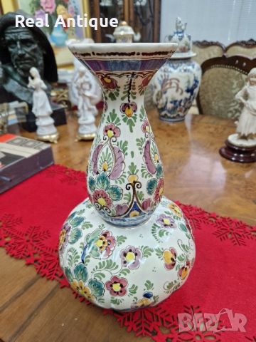 Прекрасна антикварна колекционерска холандска порцеланова ваза Delft , снимка 4 - Вази - 45649311