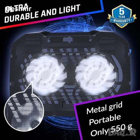 Охладителна подложка за лаптоп KLIM Pro – тиха и лека, снимка 4 - Лаптоп аксесоари - 52881169