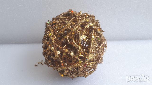 Коледна украса за елха - златна топка, снимка 2 - Други - 45083522