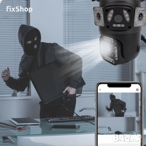 V380-A14 4G SIM ТРОЙНА IP Камера ( APP:V380) Въртяща водоустойчива WiFi камера с 3 обектива, снимка 5 - Друга електроника - 53194629