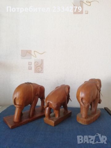 Статуетки на слонове, ръчна дърворезба. , снимка 4 - Статуетки - 46421516