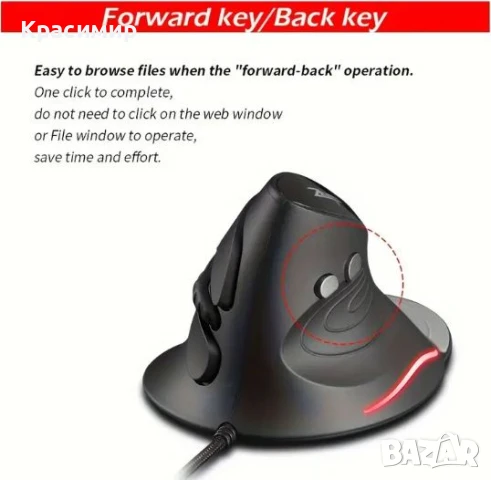 Вертикална ергономична мишка, снимка 6 - Клавиатури и мишки - 50544505