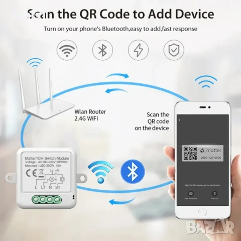 Интелигентен Едноканален Matter WiFi Превключващ DIY модул за управление на осветление , снимка 6 - Друга електроника - 51017140