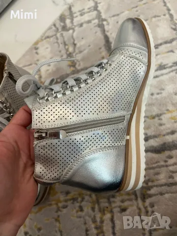 Нови!!!Перфорирани боти сребристи 38, снимка 4 - Дамски боти - 50424429