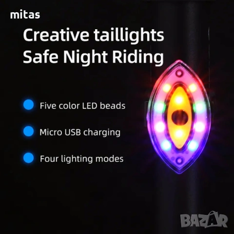 Задна LED стоп светлина за велосипед QIXUN EYE, USB, 30Lum, 7 режима, снимка 11 - Аксесоари за велосипеди - 52037648