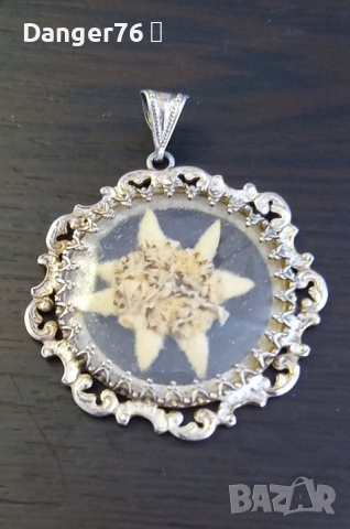 Стар сребърен медальон с Еделвайс  , снимка 1