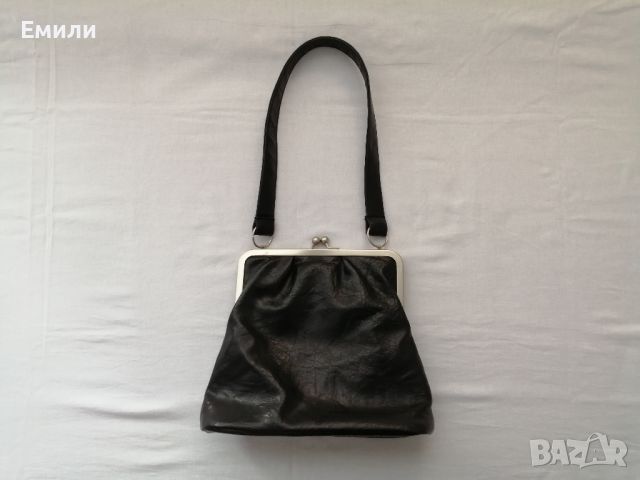 Orient Express винтидж дамска кожена чанта за рамо в черен цвят, снимка 8 - Чанти - 45270551