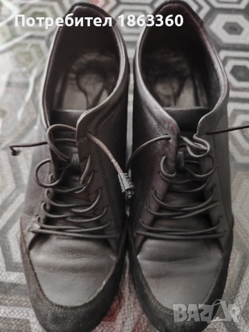 черни обувки с платформа естествена кожа