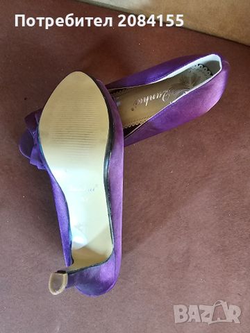 Сандали,цвят-лила,сатен,отворени пръсти и панделка, снимка 3 - Дамски обувки на ток - 45595271