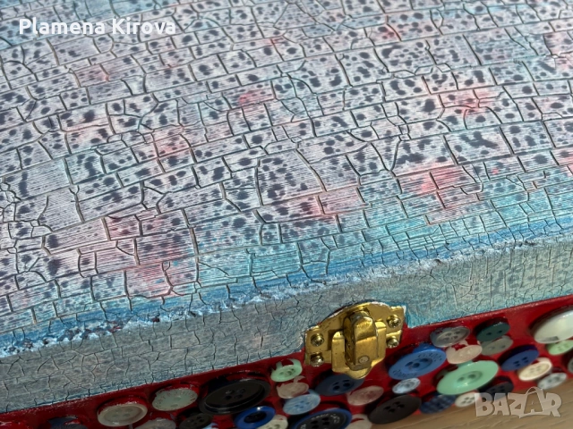 Декоративна кутия с копчета | Ръчна изработка, снимка 7 - Декорация за дома - 54223173