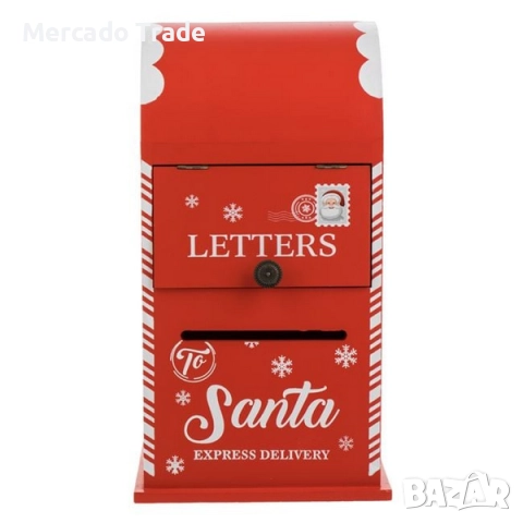 Коледна декоративна дървена пощенска кутия в ретро стил, с надпис, Червен, снимка 4 - Декорация за дома - 52472169