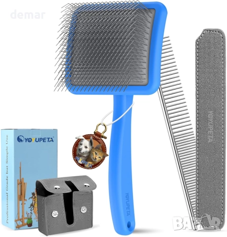 YOYUPETA Комплект четка и гребен за кучета/котки, дълга и гъста козина