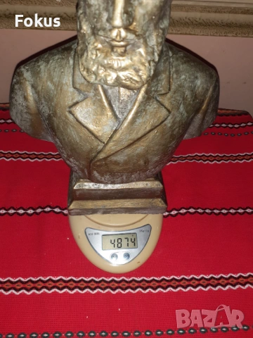 Страхотен бюст на Христо Ботев от лят бетон с цвят бронз, снимка 7 - Антикварни и старинни предмети - 53268623