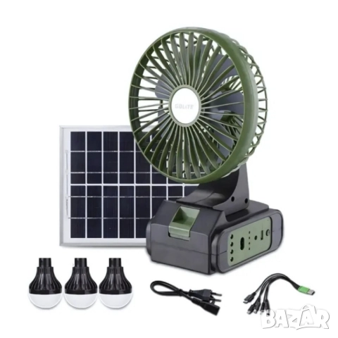 Соларна вентилаторна система GDLITE GD-8081 с вентилатор и 3 крушки, снимка 3 - Други стоки за дома - 52062530