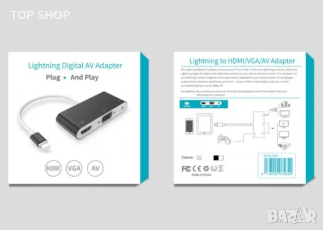 Lightning към HDMI VGA AV адаптер, 3 в 1 алуминиев, HDMI VGA AV адаптер за iPhone към телевизор, снимка 2 - Аксесоари за Apple - 48818994