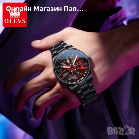 OLEVS 9937 Мъжки Кварцов Часовник с Уникален 3D Авто-Дизайн, снимка 6 - Мъжки - 53656488