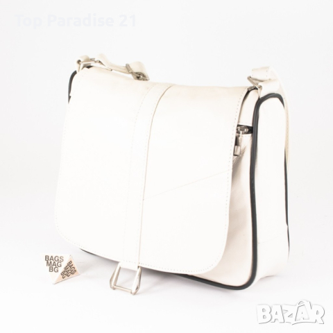 Стилна дамска чанта от естествена кожа. Цветове: черен и бял., снимка 4 - Чанти - 45026318