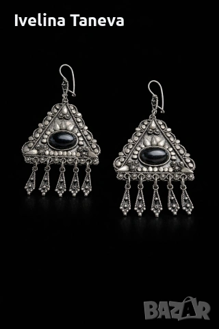 💎 Винтидж сребърни обеци 925 – масивни, етно стил, снимка 3 - Обеци - 53975983