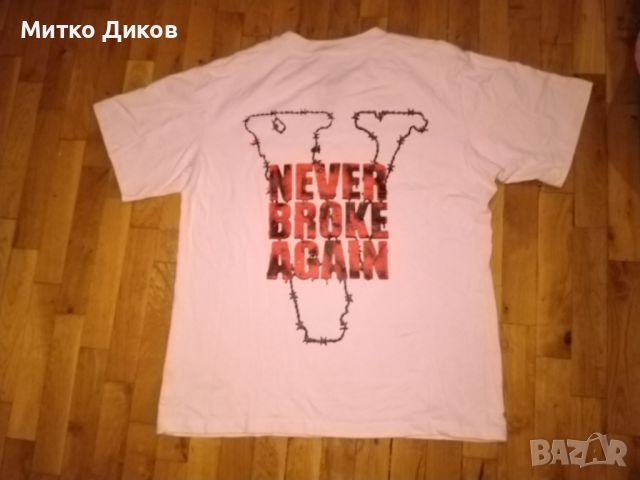 Vlone маркова тениска Never Broke Again made in USA размер С отлична m, снимка 5 - Тениски - 45586396