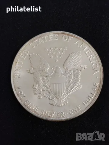 САЩ 1989 - 1 долар - Американски сребърен орел - 1 OZ - Сребърна монета, снимка 3 - Нумизматика и бонистика - 48311349