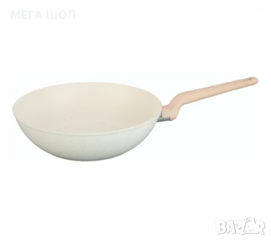 Тиган Уок Voltz Nice, 30x8.5см., Кован алуминий, Мраморно покр., Индукция, Кремав меланж, снимка 3 - Съдове за готвене - 50192905