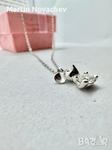 Сребърно колие с мойсанит (Диамант) 0.5 карата, снимка 10 - Колиета, медальони, синджири - 53012330