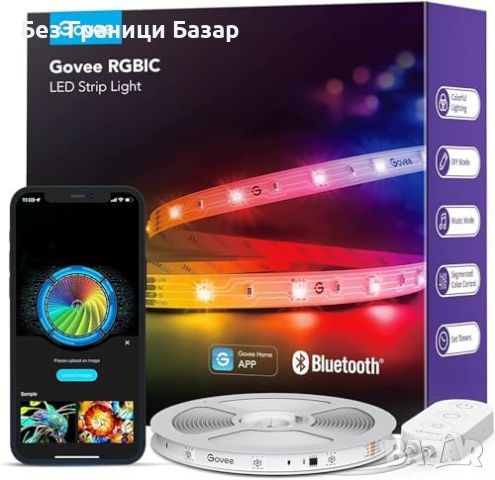 Нова Мултицветна LED Лента 5м RGBIC с APP Управление и DIY Ефекти Govee, снимка 1 - Лед осветление - 45507942