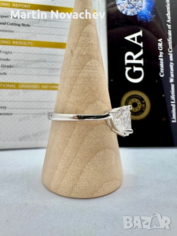 Сребърен пръстен с мойсанит (Диамант) 2 карата, снимка 4 - Пръстени - 54117275