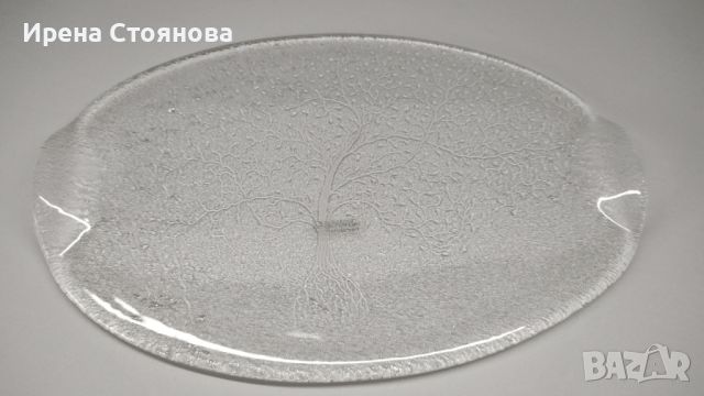 Овално плато за сервиране на сиренца, мезета... Glasdesign Georgshütte, ръчна изработка. , снимка 3 - Чинии - 45699163